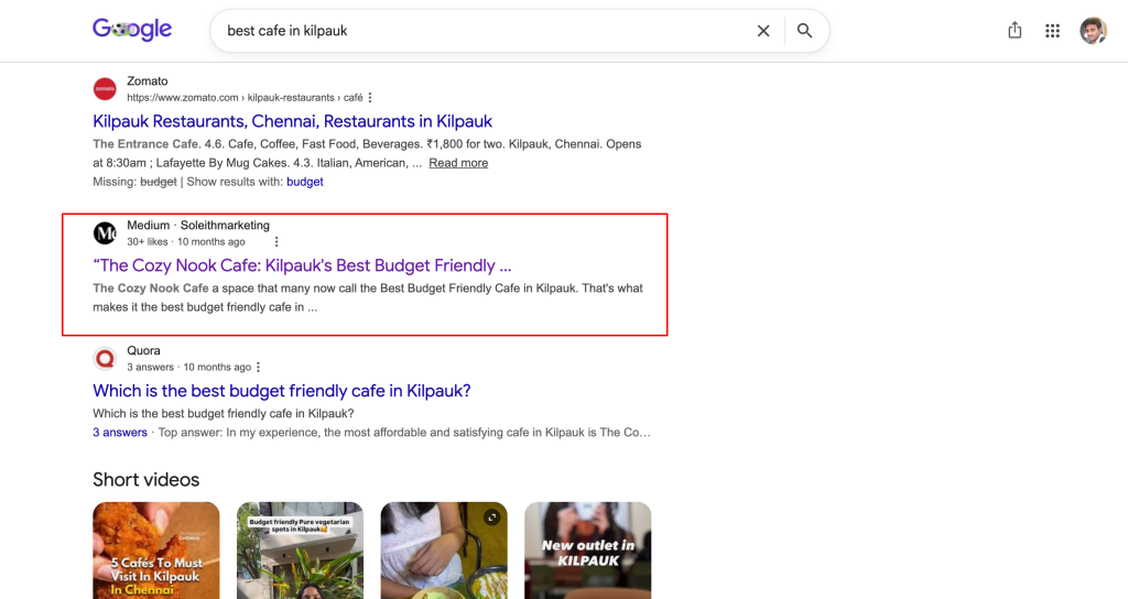 Parasite SEO example 2