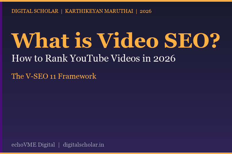 What is Video SEO? Featured Image by Karthikeyan Maruthai Digital Scholar echoVME