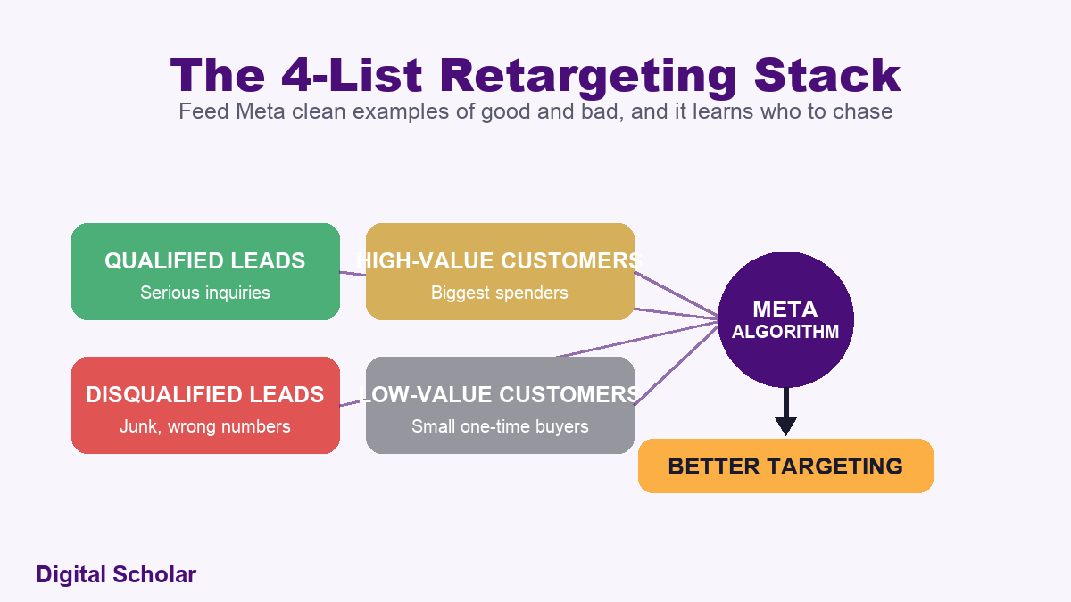 The 4-List Retargeting Stack feeding the Meta algorithm for better targeting