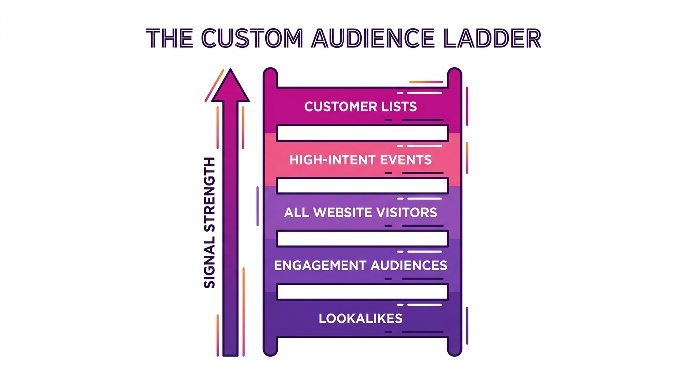 Custom Audience Ladder ranking Facebook retargeting audiences by signal strength