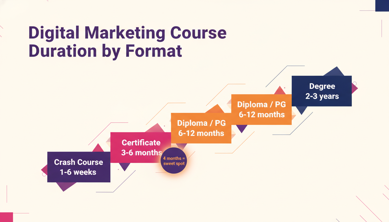 Digital marketing course duration by format comparison chart