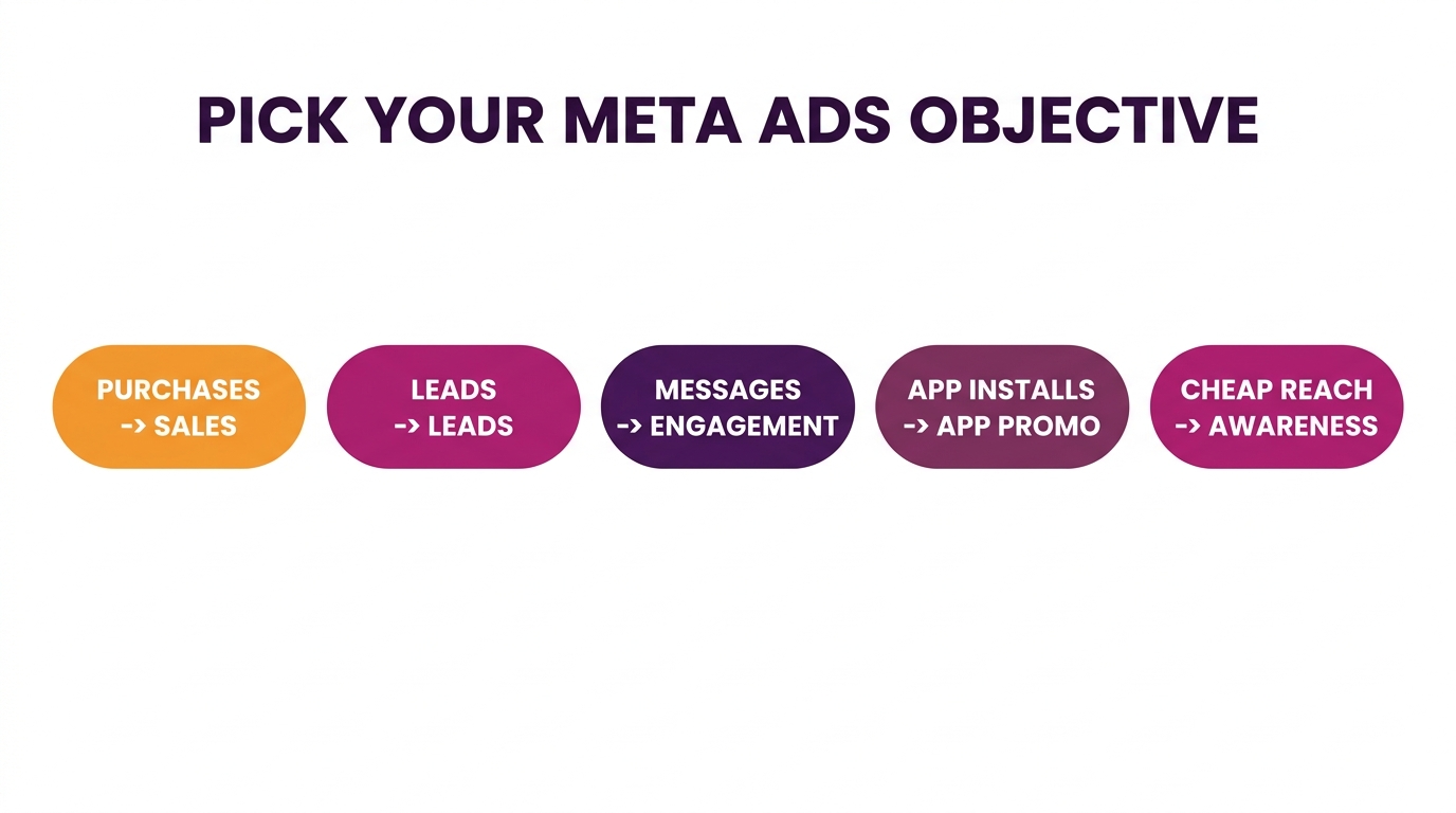 Meta Ads objective decision tree flowchart