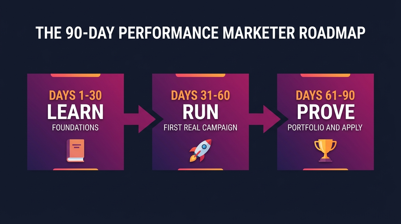 The 90-day performance marketer roadmap: learn, run, prove phases