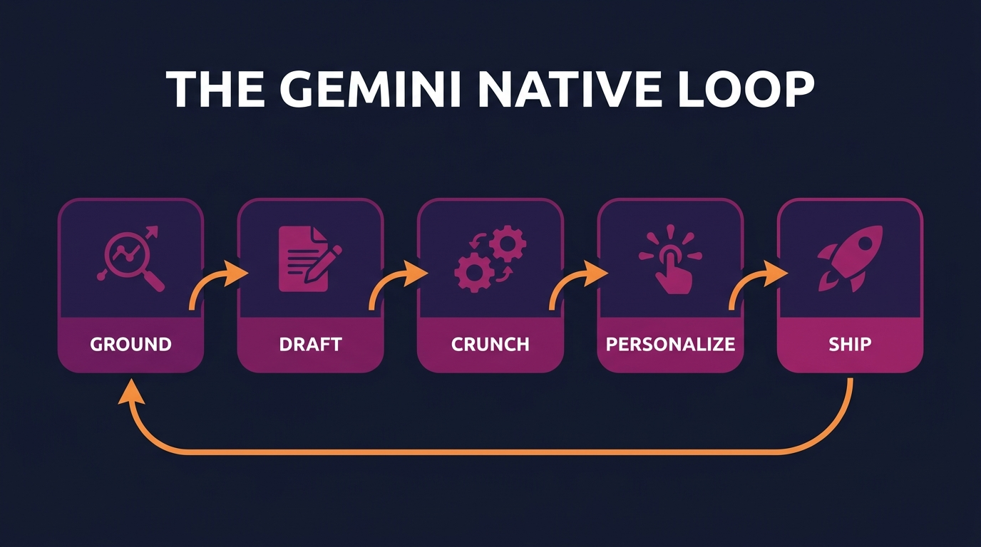 The Gemini Native Loop: five-station marketing workflow across Google tools